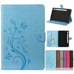 For Samsung Galaxy Tab S8 / Galaxy Tab S7 T870 / T875 Butterfly Flower Embossing Pattern Horizontal Flip Leather Case with Holder & Card Slots & Wallet(Blue)