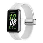 For Samsung Galaxy Fit 3 Magnetic Fold Silver Buckle Silicone Watch Band(White)