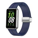 For Samsung Galaxy Fit 3 Magnetic Fold Silver Buckle Silicone Watch Band(Blue)