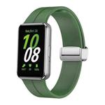 For Samsung Galaxy Fit 3 Magnetic Fold Silver Buckle Silicone Watch Band(Green)
