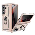 For Samsung Galaxy Z Fold7 5G Shockproof TPU + PC Phone Case with Holder(Gold)