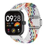 For Xiaomi Smart Band 9 Pro / Redmi Watch 5 Braided Loop Magnetic Buckle Watch Band(White Rainbow)
