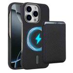 For iPhone 16 Pro Max Carbon Fiber MagSafe Magnetic Card Holder Phone Case(Black)