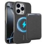 For iPhone 16 Pro Max Carbon Fiber MagSafe Magnetic Card Holder Phone Case(Grey)