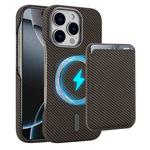 For iPhone 16 Pro Max Carbon Fiber MagSafe Magnetic Card Holder Phone Case(Brown)