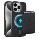 For iPhone 15 Pro Carbon Fiber MagSafe Magnetic Card Holder Phone Case(Black)
