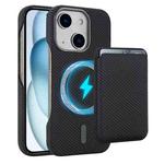 For iPhone 15 Carbon Fiber MagSafe Magnetic Card Holder Phone Case(Black)