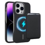 For iPhone 14 Pro Max Carbon Fiber MagSafe Magnetic Card Holder Phone Case(Black)