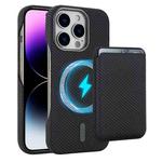 For iPhone 14 Pro Carbon Fiber MagSafe Magnetic Card Holder Phone Case(Black)