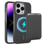 For iPhone 14 Pro Carbon Fiber MagSafe Magnetic Card Holder Phone Case(Grey)