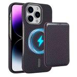 For iPhone 14 Pro Carbon Fiber MagSafe Magnetic Card Holder Phone Case(Purple)