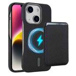 For iPhone 14 Carbon Fiber MagSafe Magnetic Card Holder Phone Case(Black)