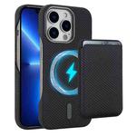 For iPhone 13 Pro Max Carbon Fiber MagSafe Magnetic Card Holder Phone Case(Black)