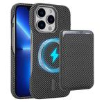 For iPhone 13 Pro Max Carbon Fiber MagSafe Magnetic Card Holder Phone Case(Grey)