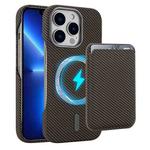 For iPhone 13 Pro Max Carbon Fiber MagSafe Magnetic Card Holder Phone Case(Brown)