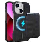 For iPhone 13 Carbon Fiber MagSafe Magnetic Card Holder Phone Case(Black)
