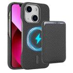 For iPhone 13 Carbon Fiber MagSafe Magnetic Card Holder Phone Case(Grey)