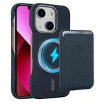 For iPhone 13 Carbon Fiber MagSafe Magnetic Card Holder Phone Case(Blue)