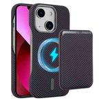 For iPhone 13 Carbon Fiber MagSafe Magnetic Card Holder Phone Case(Purple)