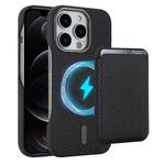 For iPhone 12 Pro Carbon Fiber MagSafe Magnetic Card Holder Phone Case(Black)