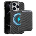 For iPhone 12 Pro Carbon Fiber MagSafe Magnetic Card Holder Phone Case(Grey)