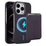 For iPhone 12 Pro Carbon Fiber MagSafe Magnetic Card Holder Phone Case(Purple)