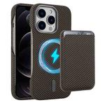 For iPhone 12 Pro Carbon Fiber MagSafe Magnetic Card Holder Phone Case(Brown)
