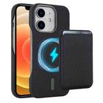 For iPhone 12 Carbon Fiber MagSafe Magnetic Card Holder Phone Case(Black)