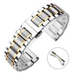 14mm xDfind Five-bead Solid Stainless Steel Butterfly Buckle Watch Band(Silver Gold)