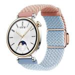 18mm Woven Splicing Color Magnetic Rose Gold Buckle Watch Band(Pink Sand Fog Blue)