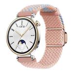 18mm Woven Splicing Color Magnetic Rose Gold Buckle Watch Band(Blue Pink Sand)