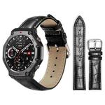 For Amazfit T-Rex3 22mm xDfind Bamboo Texture Pin Buckle Leather Watch Band(Black)