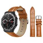 For Amazfit T-Rex3 22mm xDfind Bamboo Texture Pin Buckle Leather Watch Band(Light Brown)