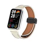 For Xiaomi Smart Band 9 Pro / Redmi Watch 5 Litchi Texture Magnetic Black Buckle Leather Watch Band(White)