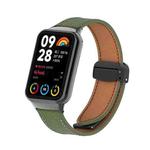 For Xiaomi Smart Band 9 Pro / Redmi Watch 5 Litchi Texture Magnetic Black Buckle Leather Watch Band(Army Green)