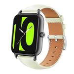 20mm For Xiaomi Haylou RS4 Plus LS11 / LS12 xDfind Flat Head Black Shark Fine Grain Leather Watch Band(Creamy White)