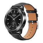 22mm For Xiaomi Watch S3/2 Pro/S2/S1 xDfind Flat Head Black Shark Fine Grain Leather Watch Band(Black)