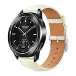 22mm For Xiaomi Watch S3/2 Pro/S2/S1 xDfind Flat Head Black Shark Fine Grain Leather Watch Band(Creamy White)