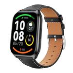 22mm For Xiaomi Haylou Watch LS09B / LS05S / LS10 xDfind Flat Head Black Shark Fine Grain Leather Watch Band(Black)