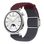 18mm Woven Splicing Color Magnetic Silver Buckle Watch Band(Wine Red Dark Blue)