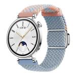 18mm Woven Splicing Color Magnetic Silver Buckle Watch Band(Blue Pink Rock Blue)