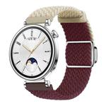 18mm Woven Splicing Color Magnetic Silver Buckle Watch Band(Starlight Wine Red)