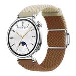 18mm Woven Splicing Color Magnetic Silver Buckle Watch Band(Starlight Brown)