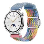 18mm Woven Splicing Color Magnetic Silver Buckle Watch Band(Rock Blue Heartbeat Purple)