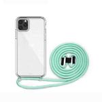 For iPhone 11 Pro PC+TPU Transparent All-inclusive Acrylic 2-in-1 Shockproof Phone Protective Case with Lanyard(Mint Green)