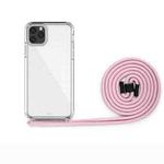 For iPhone 11 Pro Max PC+TPU Transparent All-inclusive Acrylic 2-in-1 Shockproof Phone Protective Case with Lanyard(Light Purple)