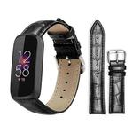 For Fitbit Luxe / Special Edition 12mm xDfind Bamboo Texture Pin Buckle Leather Watch Band(Black)