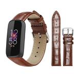 For Fitbit Luxe / Special Edition 12mm xDfind Bamboo Texture Pin Buckle Leather Watch Band(Dark Brown)