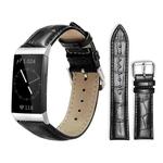 For Fitbit Charge 4 / 3 18mm xDfind Bamboo Texture Pin Buckle Leather Watch Band(Black)
