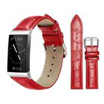 For Fitbit Charge 4 / 3 18mm xDfind Bamboo Texture Pin Buckle Leather Watch Band(Red)